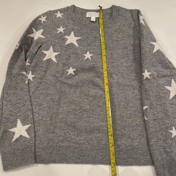 The White Company gray wool & cashmere sweater with white stars, US size 2 - Picture 6 of 7